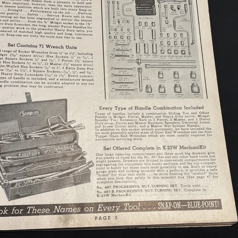 Vintage 1942 Snap On Catalog Blue Point Tools Catalog P WWII Era 96 Pages
